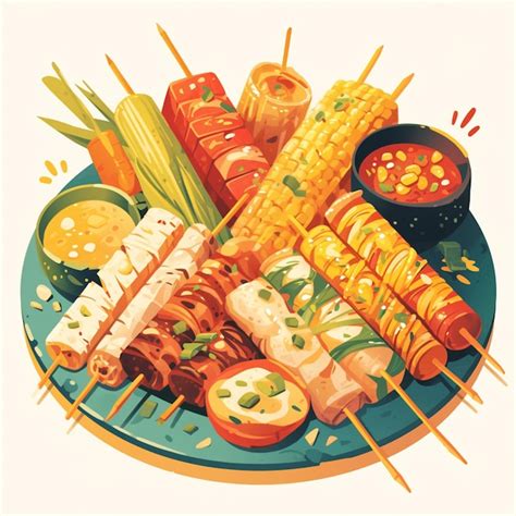 Peruvian Anticuchos And Coastal Delicacies Premium Ai Generated Vector