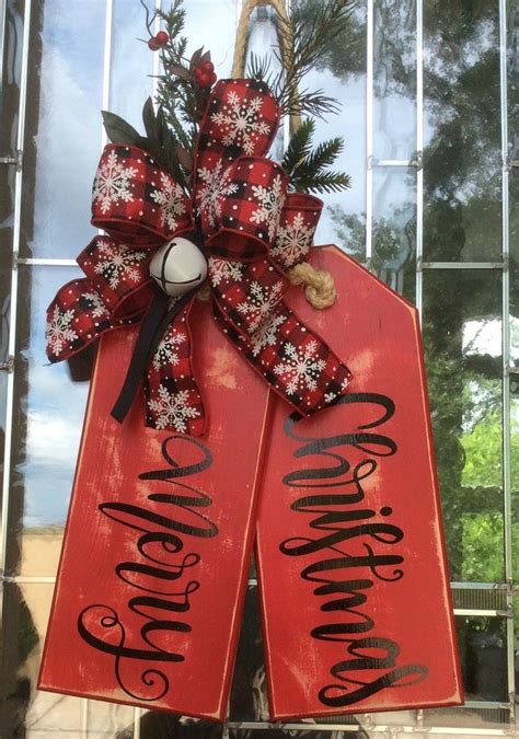 Merry Christmas Large Wooden Door Tag Door Hanger Farmhouse