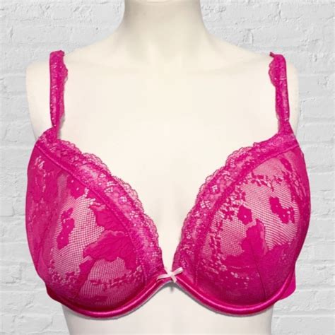 Cacique Hot Pink Lace Full Figure Bra Size 44c Gem