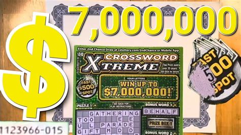 CROSSWORD XTREME TICKET 15 WINNER California SCRATCHERS 7 000 000