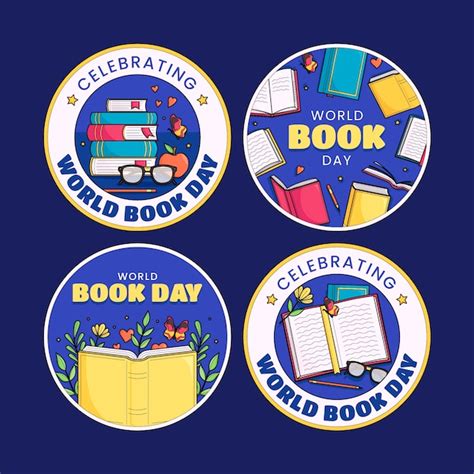 Free Vector Labels Collection For World Book Day Celebration