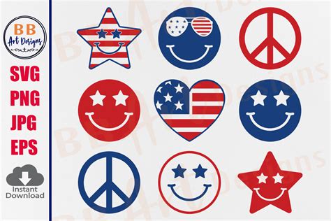 4th Of July Smiley Face Graphic By Bb Art Designs · Creative Fabrica