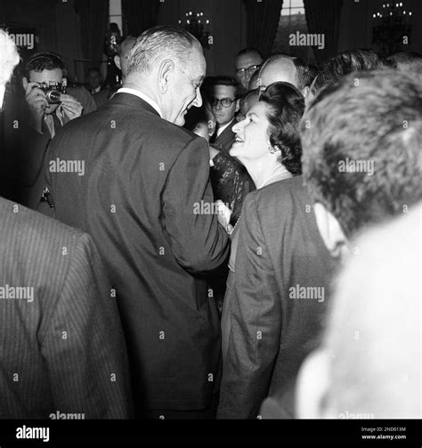 President Lyndon And Mrs Lady Bird Johnson Looking At Each Other In