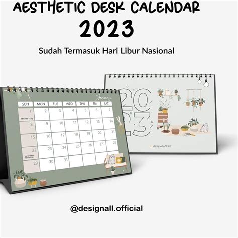 Jual Iwa472 Designall Kalender Meja Kalender Duduk Aesthetic Tahun