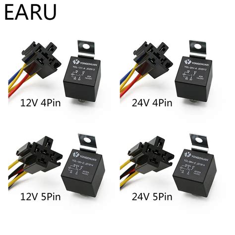 Waterproof Automotive Relay 12v 24v 4pin 5pin 4p 5p 40a Car Relay With