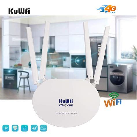 KuWFi 4G LTE Wireless Router CPE With SIM Card LAN Port 300Mbps Mobile