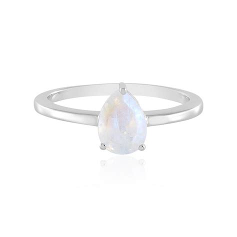 Indischer Regenbogen Mondstein Platin Plattiert Silber Ring 0 98ct