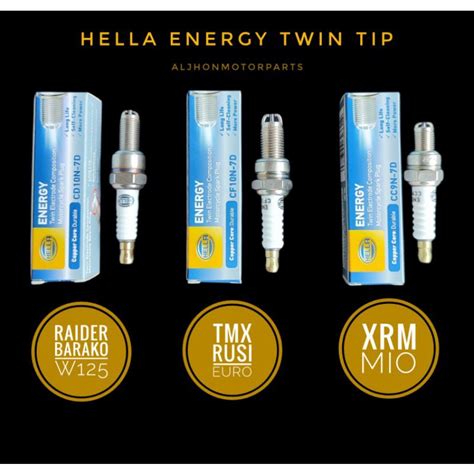 HELLA ENERGY SPARK PLUG TWIN TIP Double Tip XRM MIO TMX Raider Barako