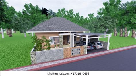 house design facade carport tropical stock illustration