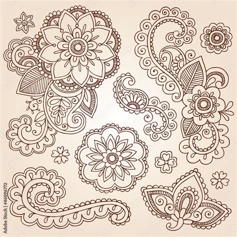 Vettoriale Stock Henna Paisley Mandala Tattoo Doodle Vector Design