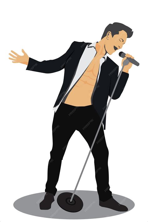 Premium Vector Young Man Singing With Microphone Cartoon Character