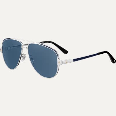 Cresw Santos De Cartier Sunglasses Smooth And Brushed Platinum