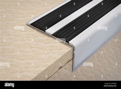 Aluminium Non Slip Rubber Stair Nosing Edge Trim D Rendering Stock