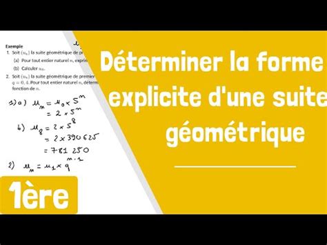 Comment déterminer l expression explicite d une suite géométrique