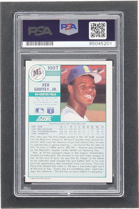 Ken Griffey Jr Signed 1989 Score Rookie Traded 100T RC PSA