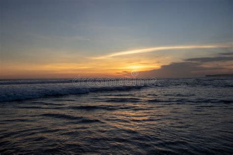 Sunset Over Sand Beach Of Changgu Area Echo Beach Bali Island Indonesia