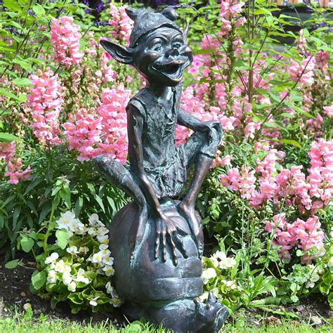 Bronze Pixie Garden Statuespixie Garden Sculpture Candle And Blue