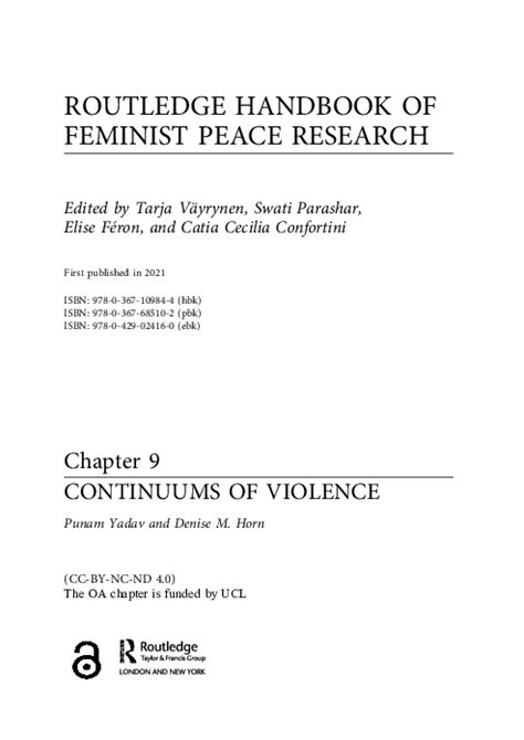 Pdf Continuum Of Violence Feminist Peace Research And Gender Based Violence