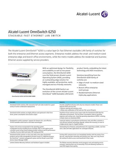 PDF Alcatel Lucent OmniSwitch 6250 OmniSwitch 6250 Data Sheet 3