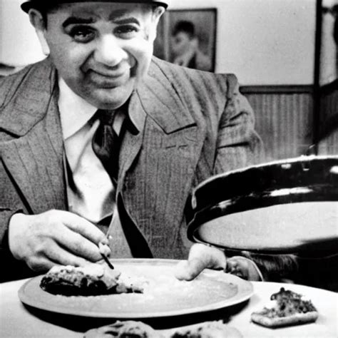 Al Capone Eating Chicago Style Deep Dish Pizza Stable Diffusion