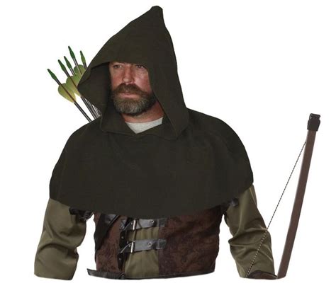 Adults Olive Green Medieval Archers Cowl Fleece Arrow Hood Sherwood