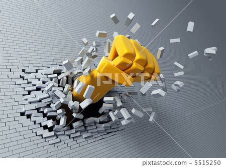 Breaking Brick Wall By Hand Stock Illustration Pixta