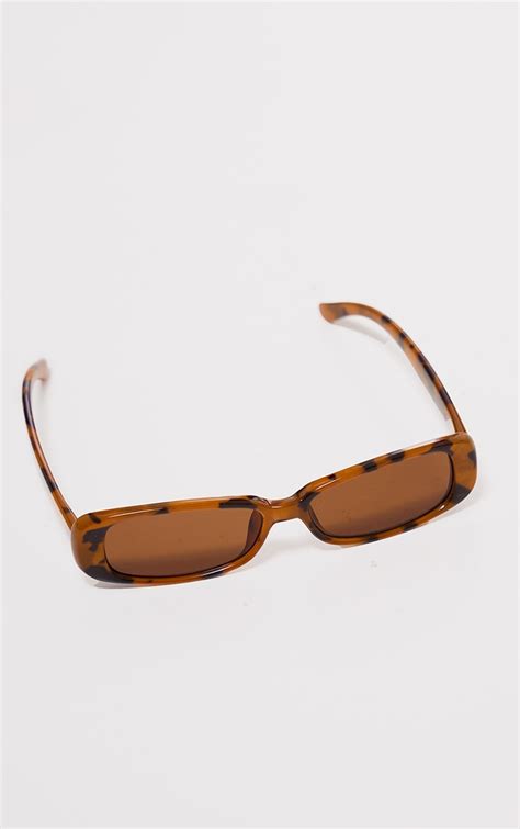 Tortoiseshell Ultra Slim Rounded Rectangular Sunglasses Accessories