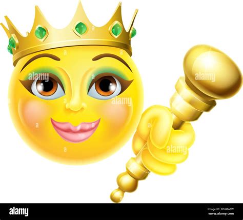 Queen Princess Emoticon Gold Crown Cartoon Face Stock Vector Image