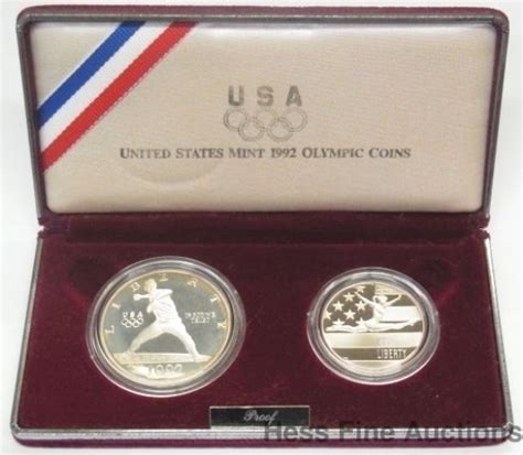 1992 Olympic 1 Half Dollar Baseball Gymnastics Silver Coin Proof Set