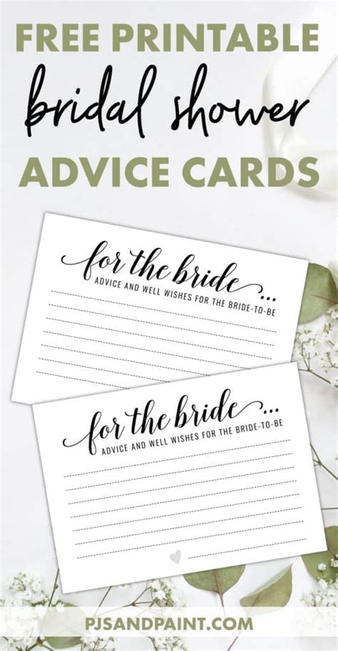 Art And Collectibles Instant Download Advice Card Bridal Shower Game Pg01