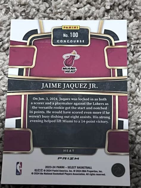 2023 24 PANINI SELECT Jaime Jaquez Jr CONCOURSE Argento Prizm 100 Rc