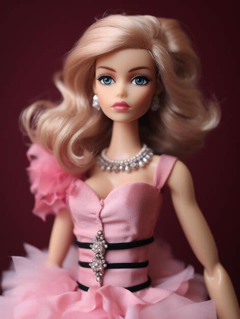 Premium Ai Image A Beautiful Stylish Blonde Doll Wearing A Pink Dress