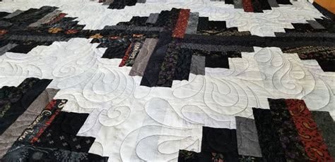 Lrg Quilt Black White Log Cabin 86x86 Incheswith Black Gray Etsy