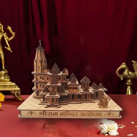 LARGE WOODEN Ayodhya Ram Mandir Temple Shree RAM Janam Bhumi 1183