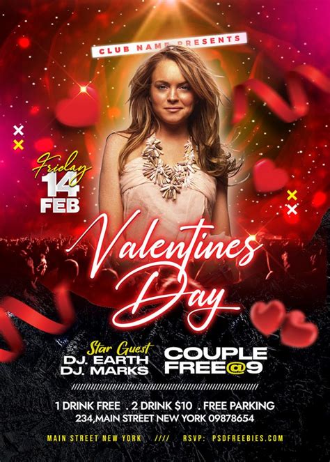 Valentines Day Party Invitation Flyer PSD Template PSDFreebies