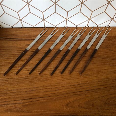 Fondue Forks Fork Set Eight Serving Utensils Farmhouse Chic