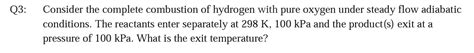 Solved 3: Consider the complete combustion of hydrogen with | Chegg.com