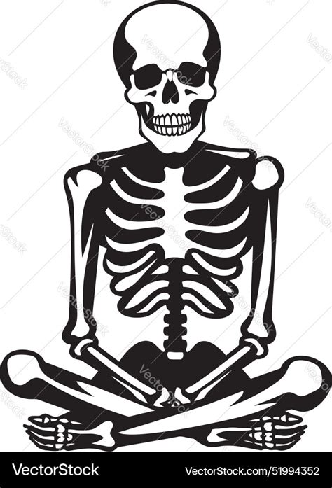 Serene Skeleton Sanctuary Black Relaxation Vector Image