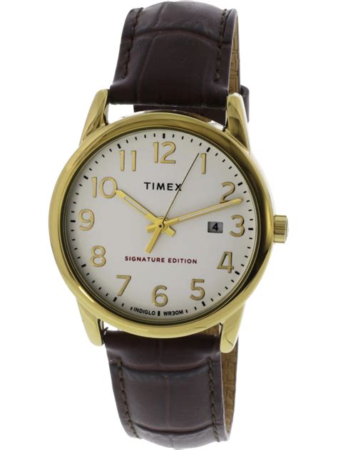 Timex Timex Men S Easy Reader Tw R Gold Crocodile Leather Quartz