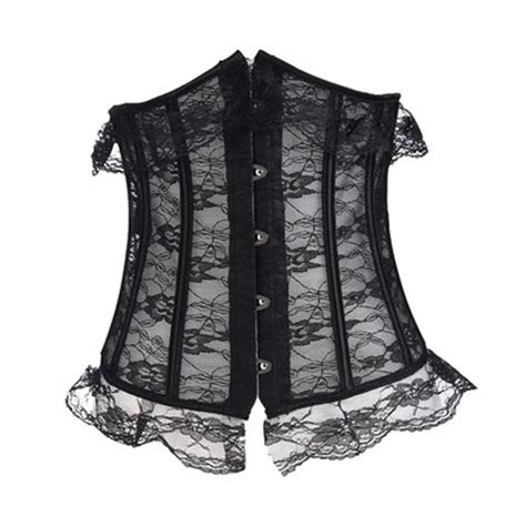 Black Lace Corset Underbust Transparent Bustier Sexy Lingerie Lace