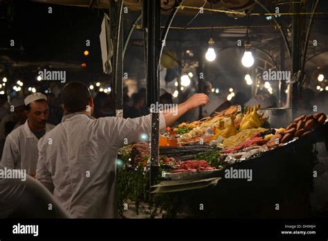 Marrakech Souk at night, wonderful food and atmosphere Stock Photo - Alamy