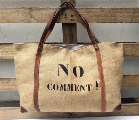 Sac Cabas Toile De Jute Cuir Inscription Sacs Main Par L Atelier