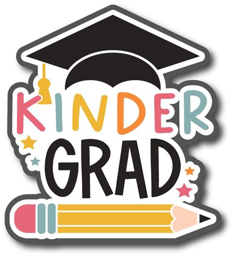 Kinder Grad Scrapbook Page Title Sticker Graduation Cake Toppers