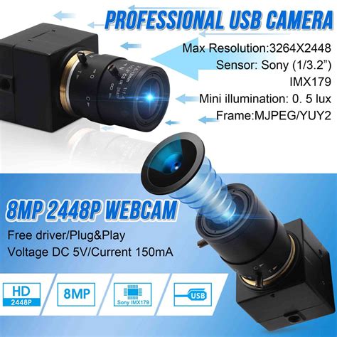 Elp Varifocal Lens Usb Webcam Mini Camera Mm Megapixel Imx