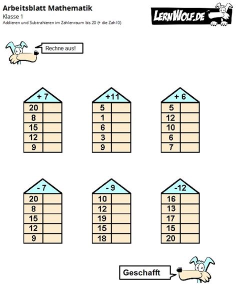 Übungen Mathe Klasse 1 Kostenlos Zum Download Lernwolfde