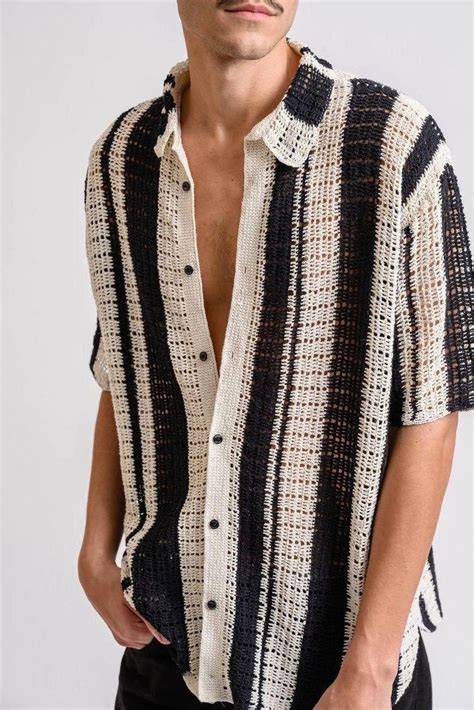 Crochet Black And White Shirt Handmade Shirt Unisex Shirt Crochet