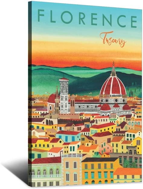 Ujkh Florence Italy Vintage Travel Poster Canvas Art Poster