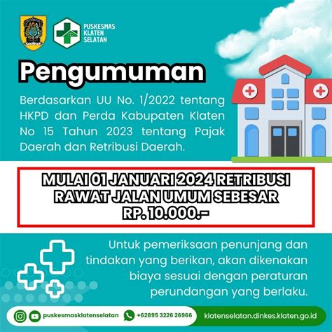 Pengumuman Penting Perubahan Tarif Pelayanan Puskesmas Klaten Selatan