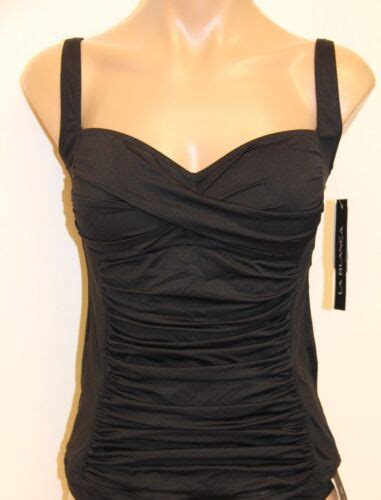 Nwt La Blanca Swimsuit Bikini Tankini Top Sz Solid Black Ebay