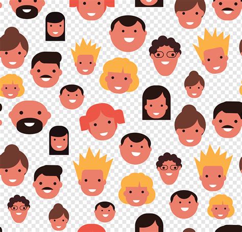 People Face Avatars Smile Seamless Pattern Png Pngwing